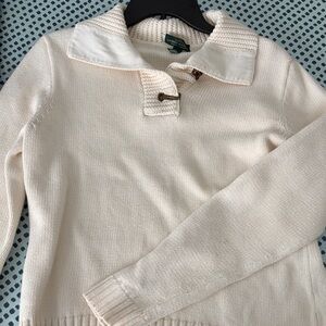 Ralph Lauren White Knit Sweater with Metal Clasps